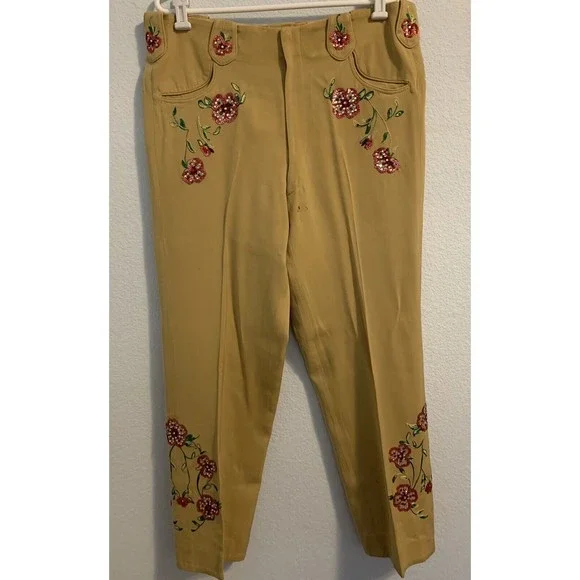 Vintage 1950s The Paddock Shops Suit Western Wear Light Yellow Flowers - Picture 16 of 16